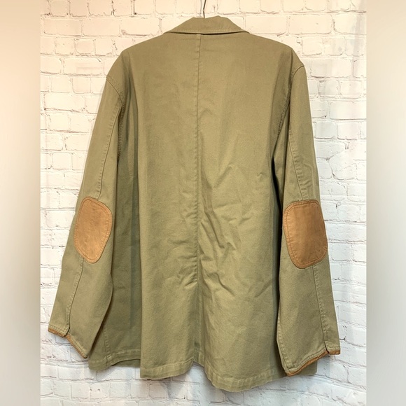 Orvis Zambezi Safari Fishing Twill Leather Trim Sport Coat Size 48 Tall - Picture 5 of 5